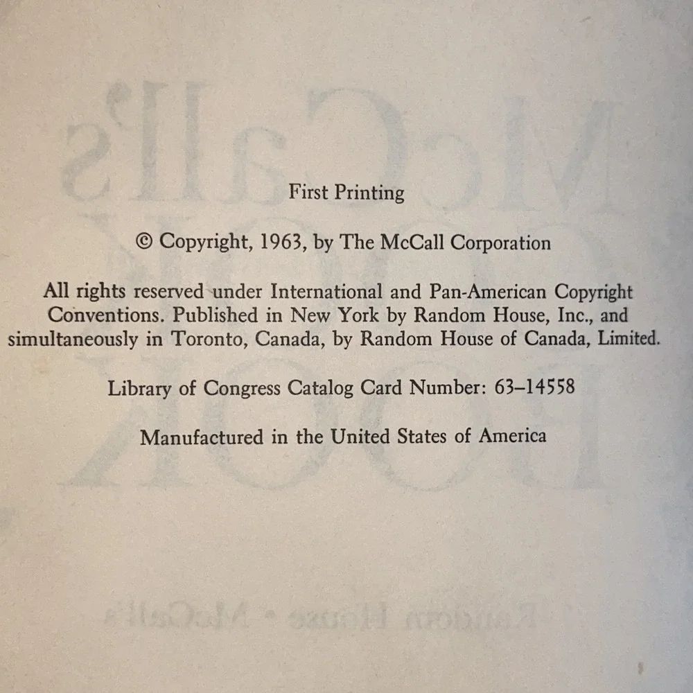 McCall's Cook Book HC‎ 1963 1st Edition 1st Print Turquoise Hardcover McCalls